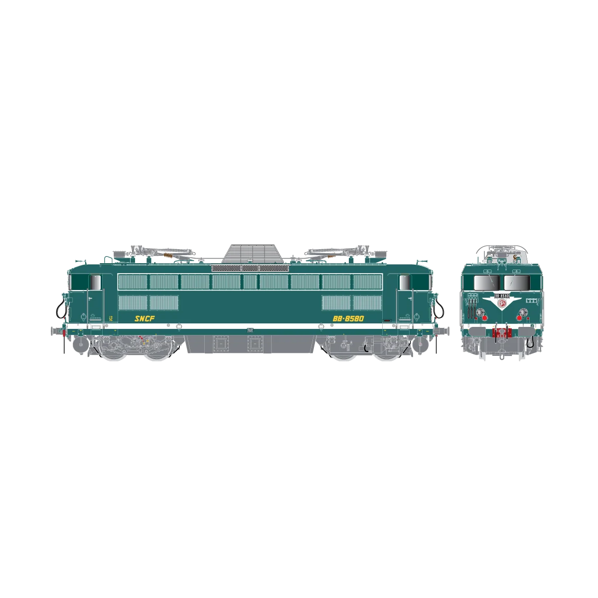 R37 HO41074DS BB 8580 electric locomotive, SNCF, green, Villeneuve,...