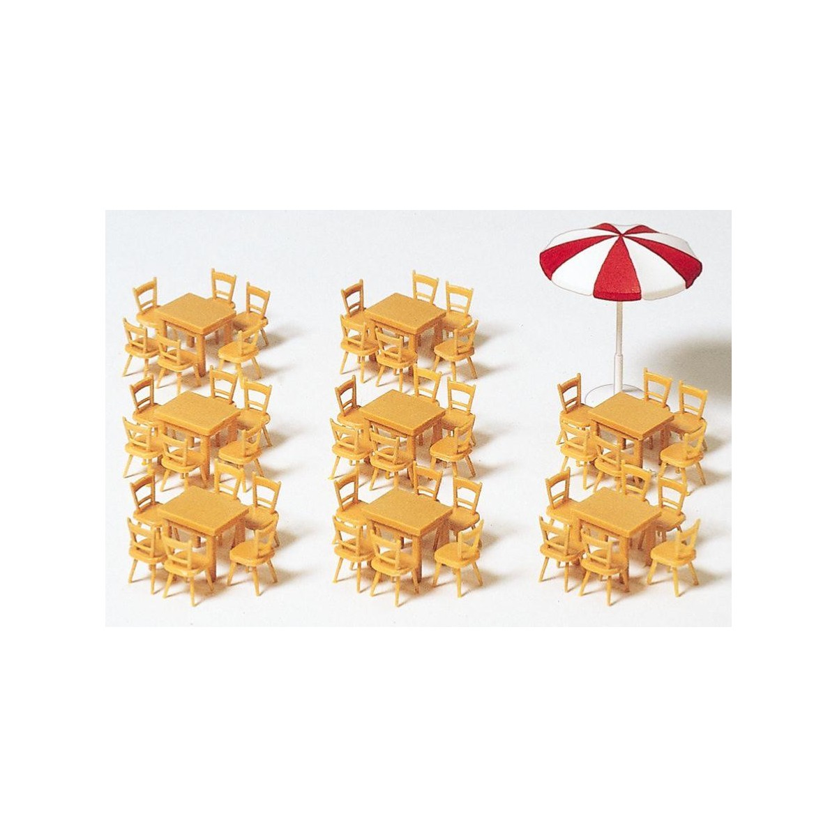 Preiser 17201 Kit de 8 tables 48 chaises et 1 parasol Ho Preiser Preiser_17201 - 1