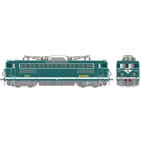 R37_HO41086DS-R37 HO41086DS Electric locomotive BB 25562, SNCF, green, SAGEM buffers, Montrouge, digital sound
