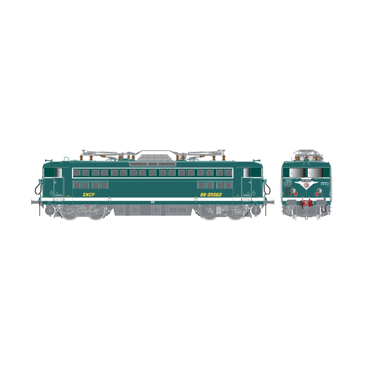 R37 HO41086DS Locomotive électrique BB 25562, SNCF, verte, tampons SAGEM, Montrouge, digital sonorisée Rail 37 - R37 R37_HO41086