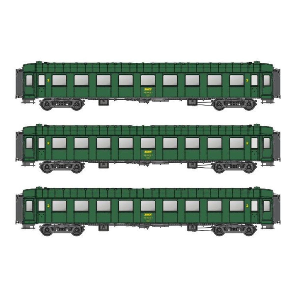 Models World 40933 Set of 3 OCEM RA coaches, B9, green 301, grey ch...