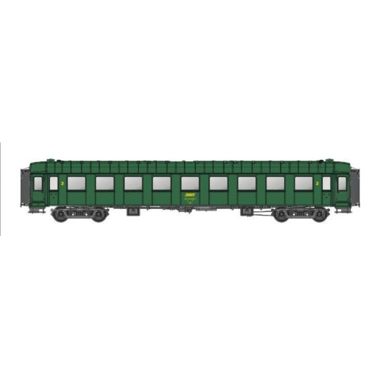 MW_40934-Models Word 40934 OCEM RA coaches, B9, green 301, grey chassis, UIC markings, SNCF