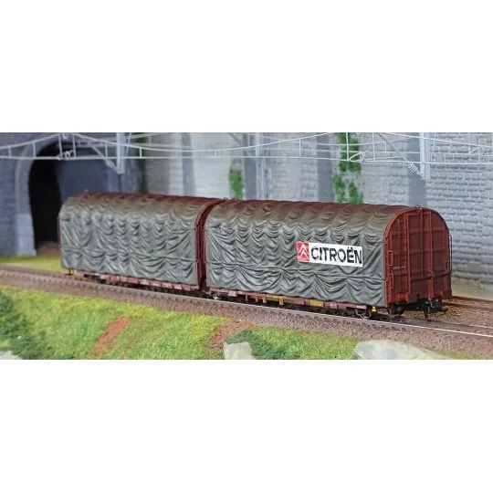 Jouef HJ6253 3-axle covered wagon, Lailps type, SNCF, brown/grey li... HJ6253-Jouef HJ6253 3-axle covered wagon, Lailps type, SNCF, brown/grey livery, Citroën