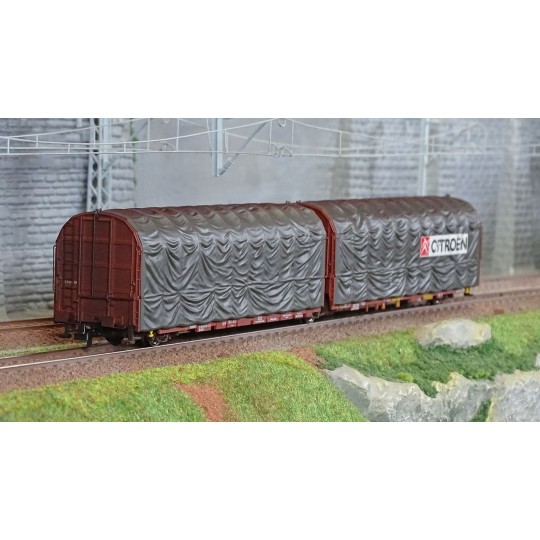 HJ6253-Jouef HJ6253 3-axle covered wagon, Lailps type, SNCF, brown/grey livery, Citroën