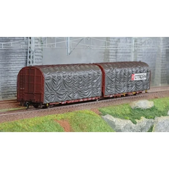Jouef HJ6253 3-axle covered wagon, Lailps type, SNCF, brown/grey li... HJ6253-Jouef HJ6253 3-axle covered wagon, Lailps type, SNCF, brown/grey livery, Citroën