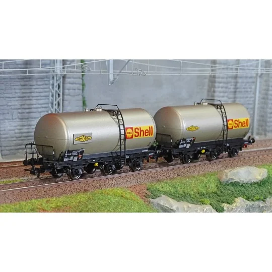 HJ6223-Jouef HJ6223 Set of 2 three-axle tank wagons, Shell