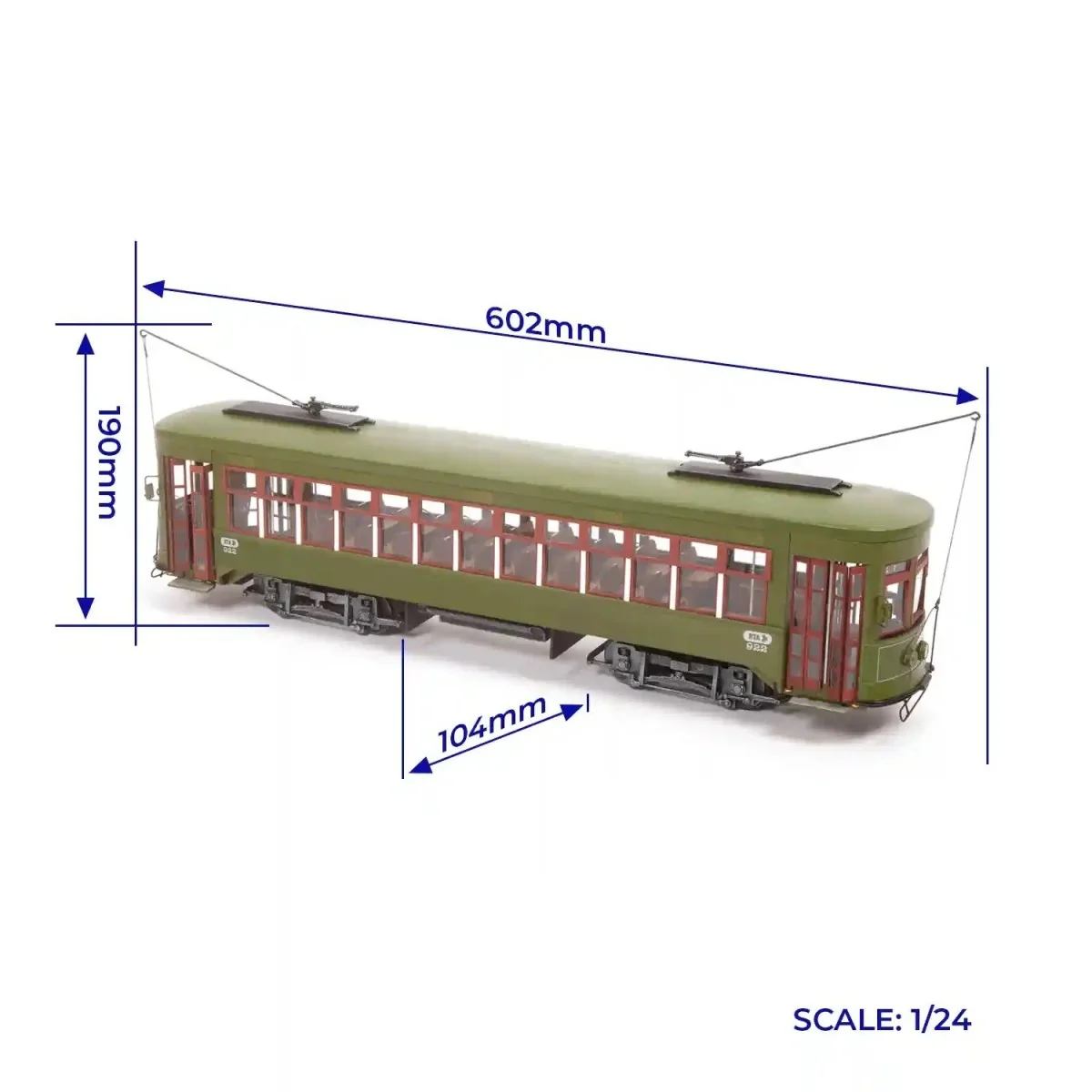 New Orleans Tram 1/24 Wood Metal Construction Kit OcCre - 53012