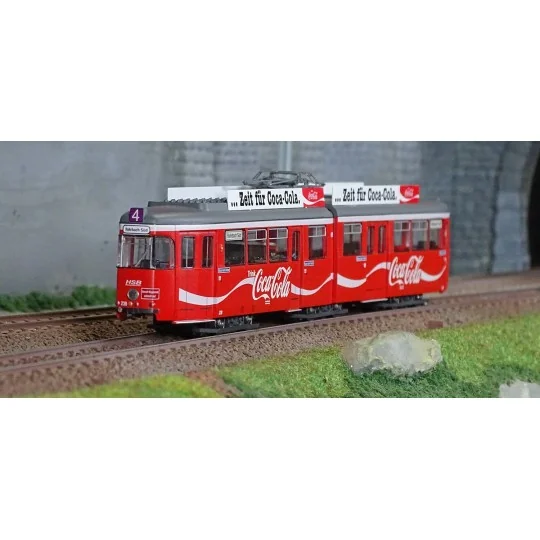 HR2861-Rivarossi HR2861 Duewag GT6 electric railcar/tram, Heidelberger engine, Coca-Cola livery