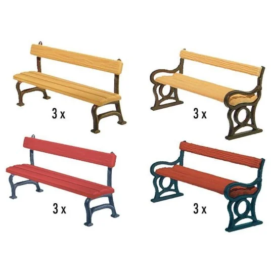 Faller_180443-Faller 180443 Model Kit, Park Benches (12 pieces) - Faller_180443