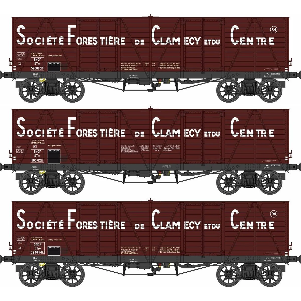 Ree Modeles WB852 Set of 3 tipper wagons, SNCF, Haut Clamecy - WB-852