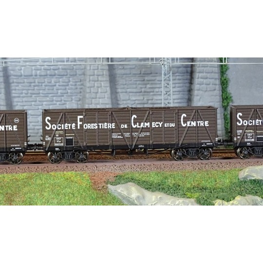 WB-852-Ree Modeles WB852 Set de 3 wagons TP Tombereau, SNCF, Haut Clamecy