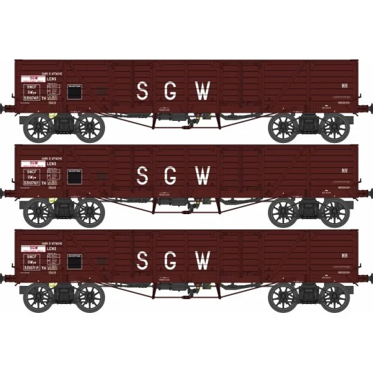 Ree Modeles WB854 Set of 3 Construction Wagons, Dump Truck, SNCF, SGW WB-854-Ree Modeles WB854 Set of 3 Construction Wagons, Dump Truck, SNCF, SGW