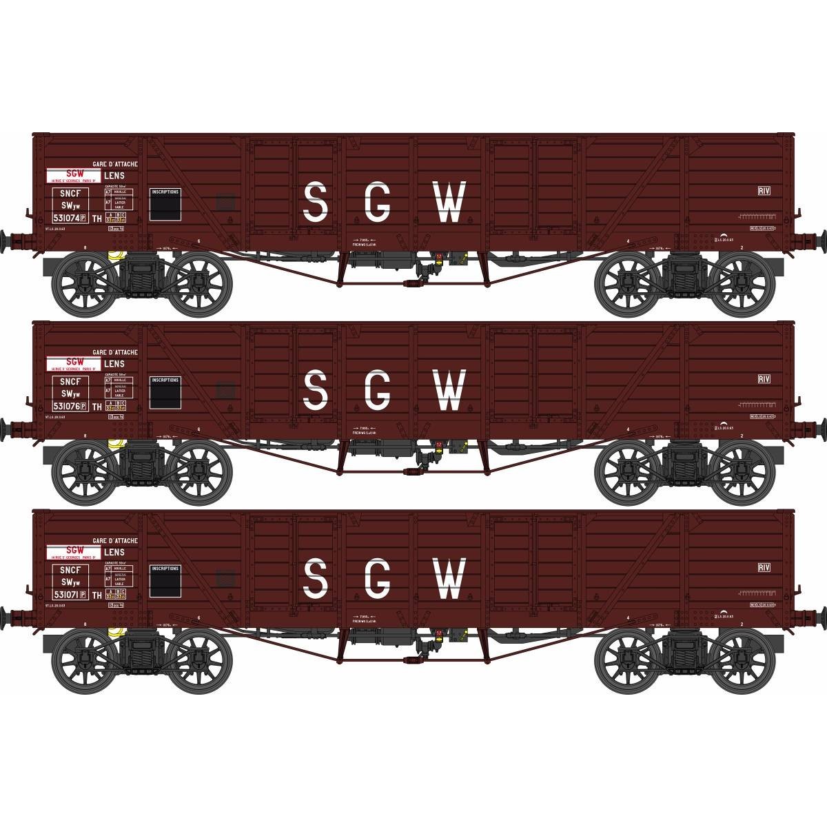 Ree Modeles WB854 Set of 3 Construction Wagons, Dump Truck, SNCF, S...