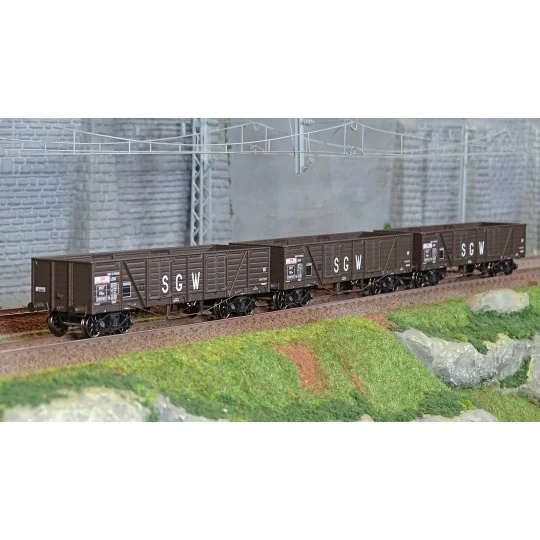 Ree Modeles WB854 Set of 3 Construction Wagons, Dump Truck, SNCF, SGW WB-854-Ree Modeles WB854 Set of 3 Construction Wagons, Dump Truck, SNCF, SGW