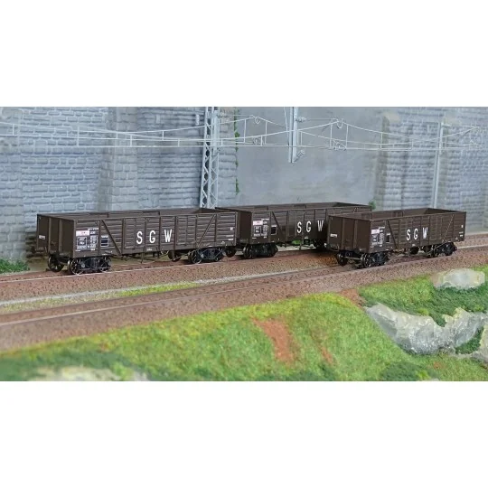 Ree Modeles WB854 Set of 3 Construction Wagons, Dump Truck, SNCF, SGW WB-854-Ree Modeles WB854 Set of 3 Construction Wagons, Dump Truck, SNCF, SGW