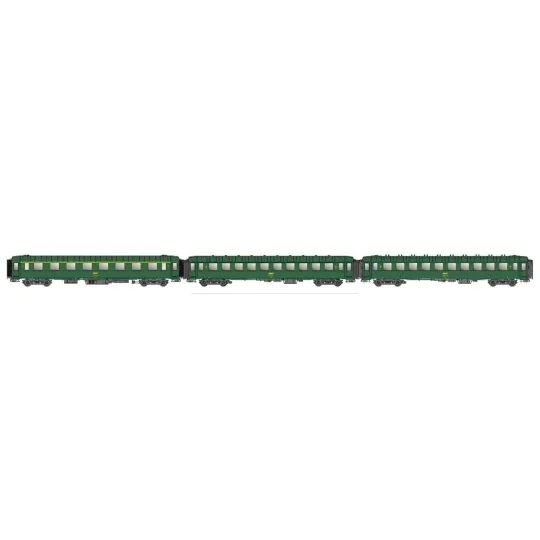 MW_40943-Models Word 40943 Set of 3 OCEM PL coaches, A8 + 2x B10, Green, UIC