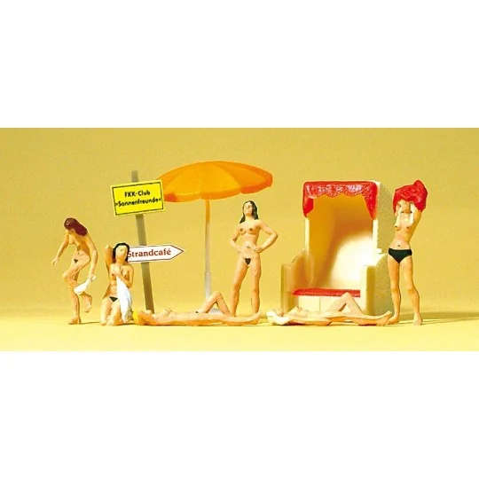 Preiser_10107-Preiser 10107 Personnages, Nudistes à la plage
