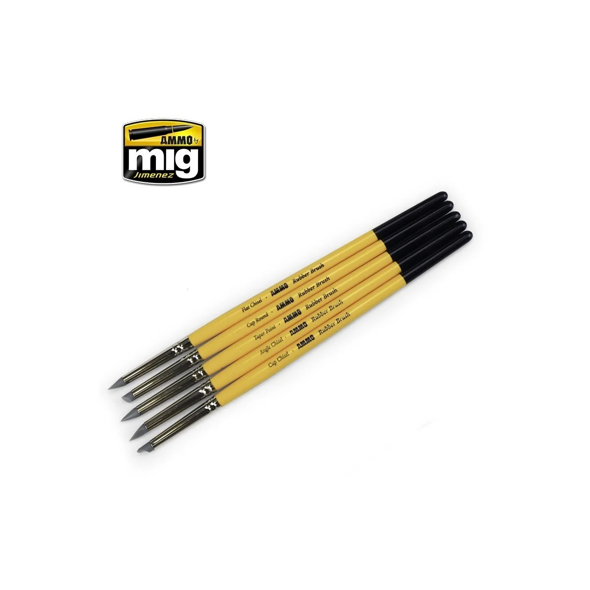 Set of 5 Mig rubber brushes - A.MIG-7606