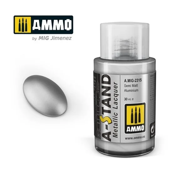 Peinture A-STAND Aluminium Semi-Mat 30ml Mig AMMO - MIG Jimenez A.MIG-2315 - 1 A.MIG-2315-Peinture A-STAND Aluminium Semi-Mat 30ml Mig - A.MIG-2315