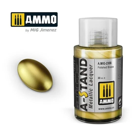 A.MIG-2308-A-STAND Polished Brass Paint 30ml Mig - A.MIG-2308