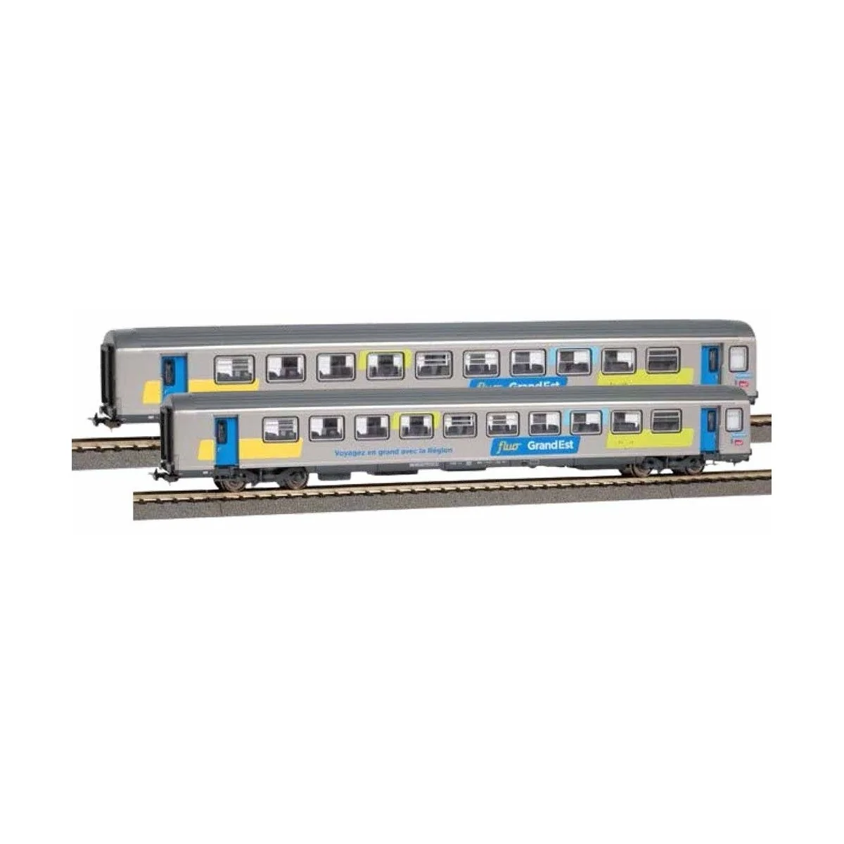 Piko 97312 Set of 2 Corail Vtu coaches, 2nd class, Fluorescent Gran...