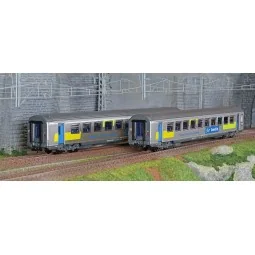 Piko 97312 Set of 2 Corail Vtu coaches, 2nd class, Fluorescent Gran...