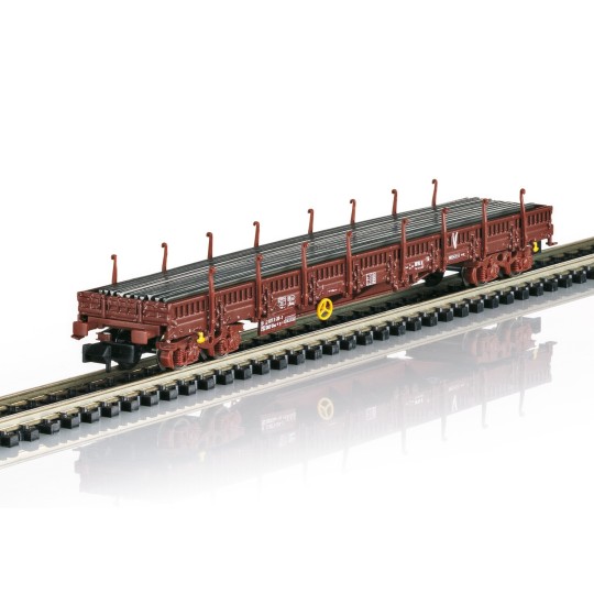Trix_18290-MiniTrix 18290 Set of 2 flat wagons with bogies, loaded with rail profiles, SNCF, INFRA, N scale