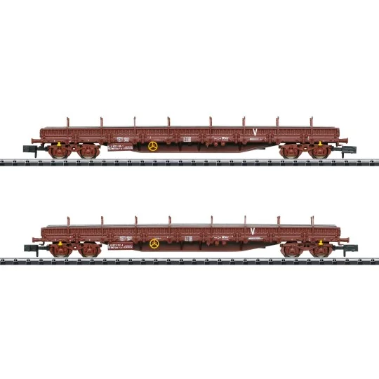 Trix_18290-MiniTrix 18290 Set of 2 flat wagons with bogies, loaded with rail profiles, SNCF, INFRA, N scale