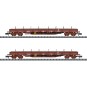 Trix_18290-MiniTrix 18290 Set de 2 wagons plats à bogies, chargés de profilés de rails, SNCF, INFRA, échelle N