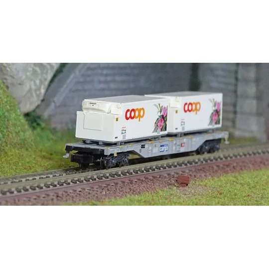 Trix_15494-MiniTrix 15494 Wagon porte-conteneurs réfrigérés "Coop", CFF Cargo, échelle N