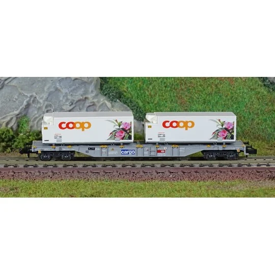 Trix_15494-MiniTrix 15494 "Coop" refrigerated container wagon, SBB Cargo, N scale