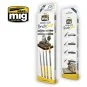A.MIG-7601-Set of 4 brushes for Dioramas and Scenes Ammo - A.MIG-7601