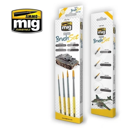 Ammo Beginner Brush Set of 4 A.MIG-7602-Ammo Beginner Brush Set of 4 - A.MIG-7602