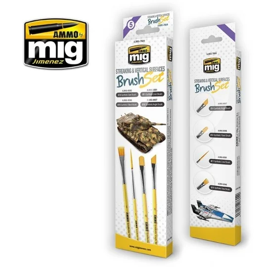 Set de 4 pinceaux pour stries et surfaces verticales Ammo AMMO - MIG Jimenez A.MIG-7604 - 1 A.MIG-7604-Set de 4 pinceaux pour stries et surfaces verticales Ammo - A.MIG-7604