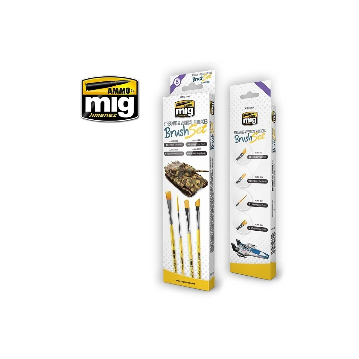 Set de 4 pinceaux pour stries et surfaces verticales Ammo AMMO - MIG Jimenez A.MIG-7604 - 1 Set de 4 pinceaux pour stries et surfaces verticales Ammo AMMO - MIG Jimenez A.MIG-7604 - 1