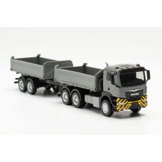 Herpa_316255-Herpa 316255 Camion benne MAN TGS NN, gris/jaune