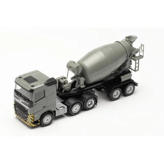 Herpa_316224-Herpa 316224 Camion Semi-remorque toupie Volvo FH flat Roof 2020 (6x2), gris/jaune
