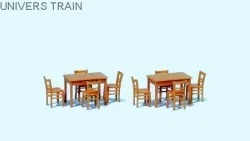 Preiser 17218 Hardware, 2 tables and 8 chairs, natural wood color -...