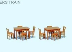 Preiser 17218 Hardware, 2 tables and 8 chairs, natural wood color