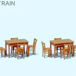 Preiser 17218 Matériel, 2 tables et 8 chaises couleur bois naturel Preiser Preiser_17218 - 1