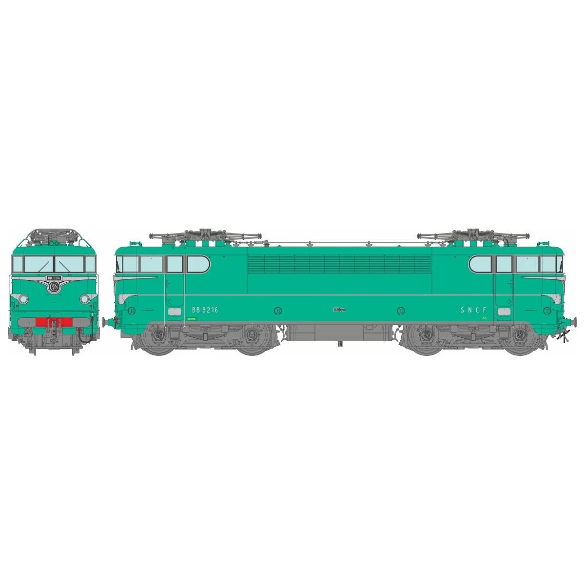 Ree Modeles MB202 BB 9216 Electric Locomotive, Green, with skirts, ...