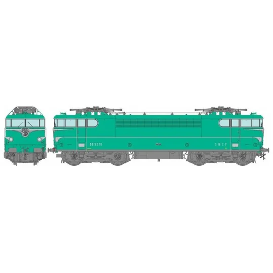 MB-203.S-Ree Modeles MB203.S BB 9218 electric locomotive, Green, without skirts, without red lights, BORDEAUX, sound, motorized pantograp