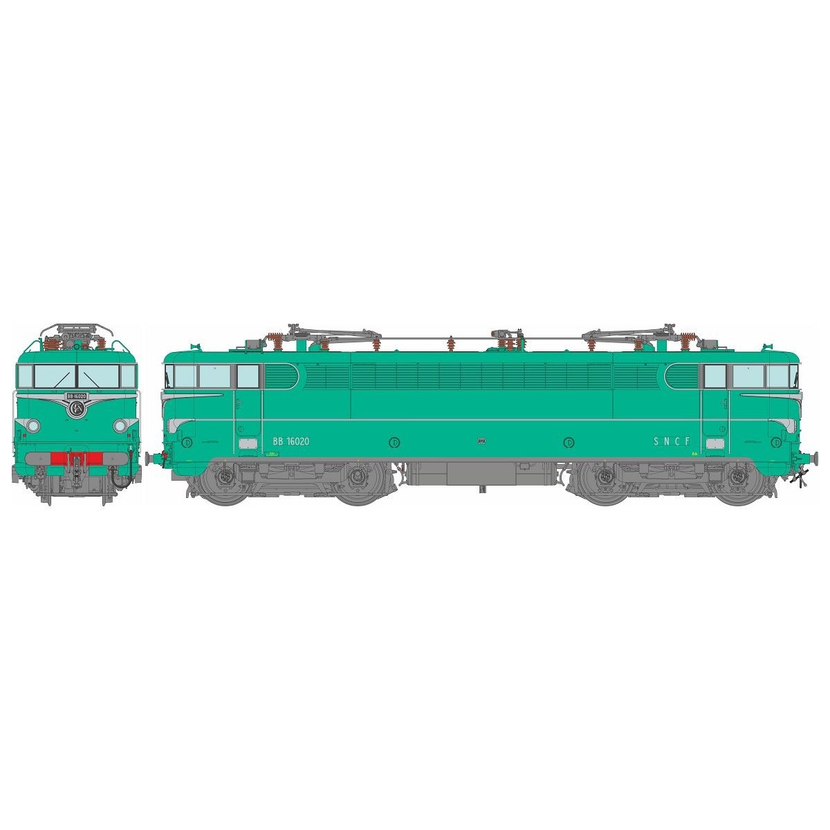 Ree Modeles MB206.S BB 16020 electric locomotive, green, with skirt...