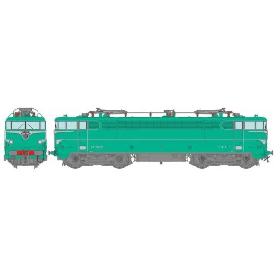 MB-206-Ree Modeles MB206 BB 16020 Electric Locomotive, Green, with skirts, LA CHAPELLE