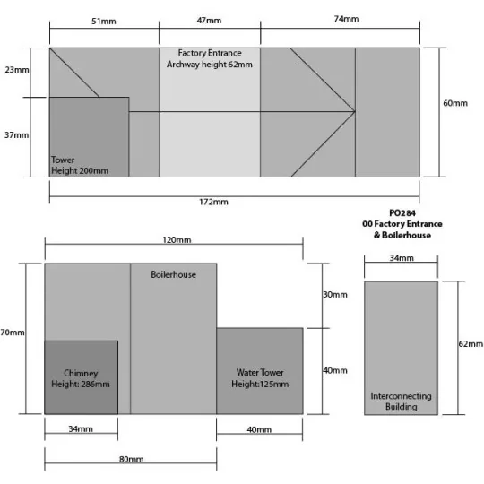 MET-PO284-Metcalfe PO284 Maquette, Chaufferie et entrée d'usine