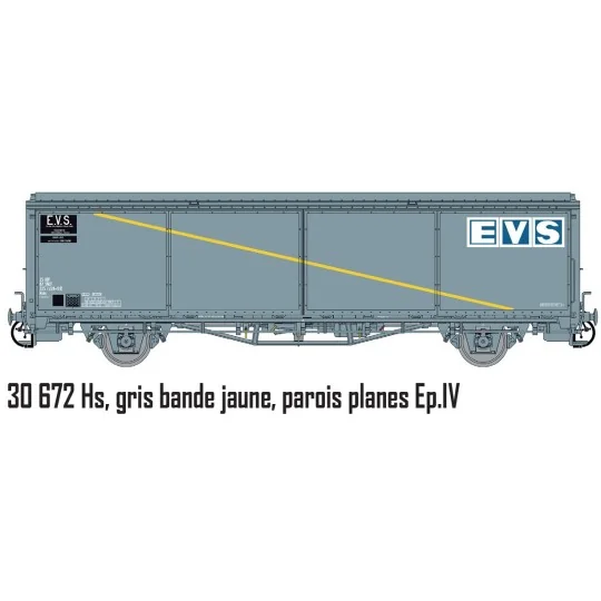 LS Models 30672 EVS Wagon, HS, SNCF, grey, yellow stripe, flat sides Lsm_30672-LS Models 30672 EVS Wagon, HS, SNCF, grey, yellow stripe, flat sides