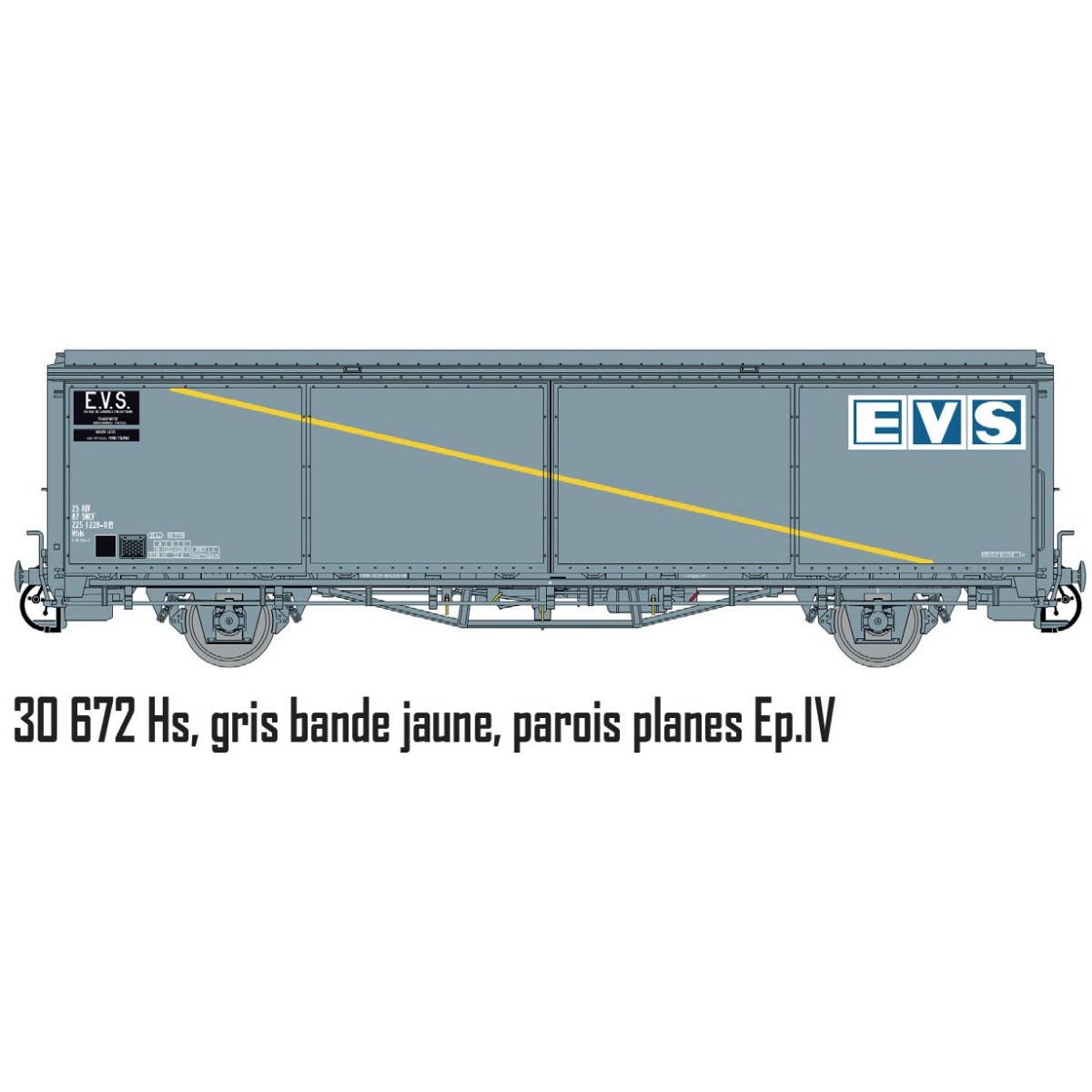 LS Models 30672 EVS Wagon, HS, SNCF, grey, yellow stripe, flat side...