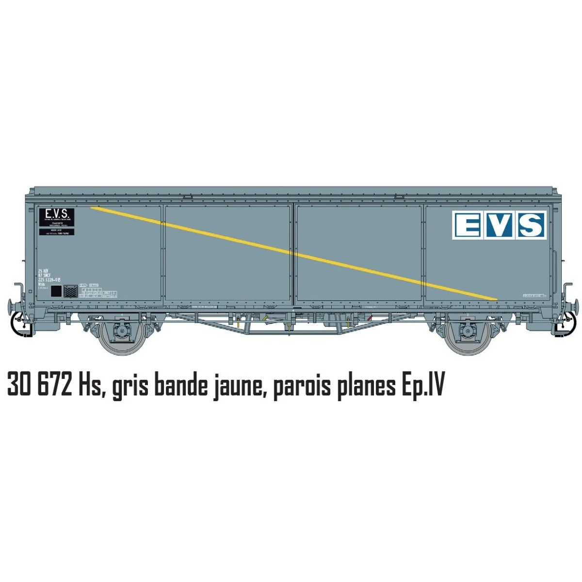 LS Models 30672 EVS Wagon, HS, SNCF, grey, yellow stripe, flat sides LS Models 30672 EVS Wagon, HS, SNCF, grey, yellow stripe, flat sides
