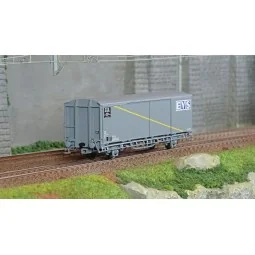 LS Models 30672 EVS Wagon, HS, SNCF, grey, yellow stripe, flat side...
