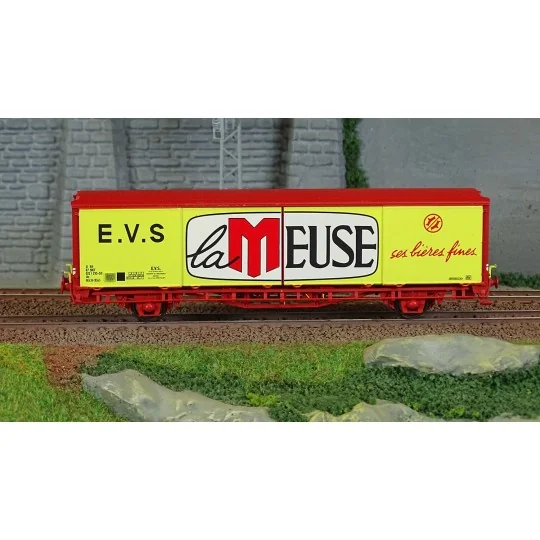 Lsm_30680-Ls Models 30680 EVS Wagon, HS, SNCF, yellow, red roof & chassis, flat sides, the MEUSE